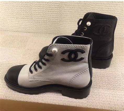 chanel white and black boots|chanel black canvas heel boots.